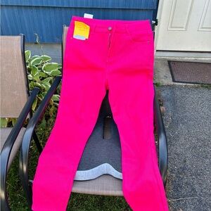 Bright Pink Women's Straight Leg Fleece Lined Jeans